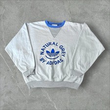 Vintage 1980s Adidas Natural Grey Crewneck Sweatshirt Size 4 Medium