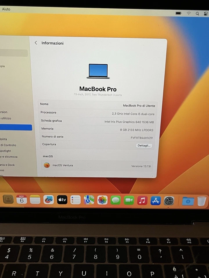 APPLE MACBOOK PRO 13" 2017 RETINA CORE i5 RAM 8GB SSD 256 GB - Image 2 of 4