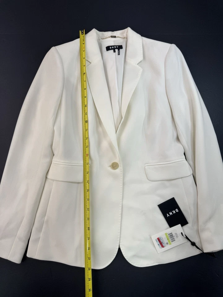 DKNY Women's Single Button Long Sleeve Blazer White Size 4 Suit Jacket NEW - Image 3 of 4
