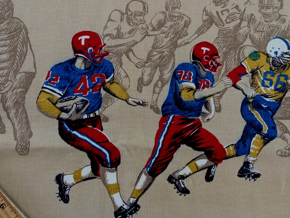 TELA DEPORTIVA VINTAGE POR x 36" de ancho algodón resistente RARA imágenes vintage Foto 4 de 4