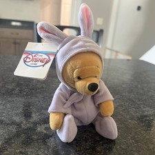 Disney Store Winnie The Pooh EASTER BUNNY POOH 8  Mini Bean Bag Plush W Tags