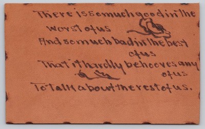 Motto There Is So Much Good Early 1900s Verse Leather Postcard