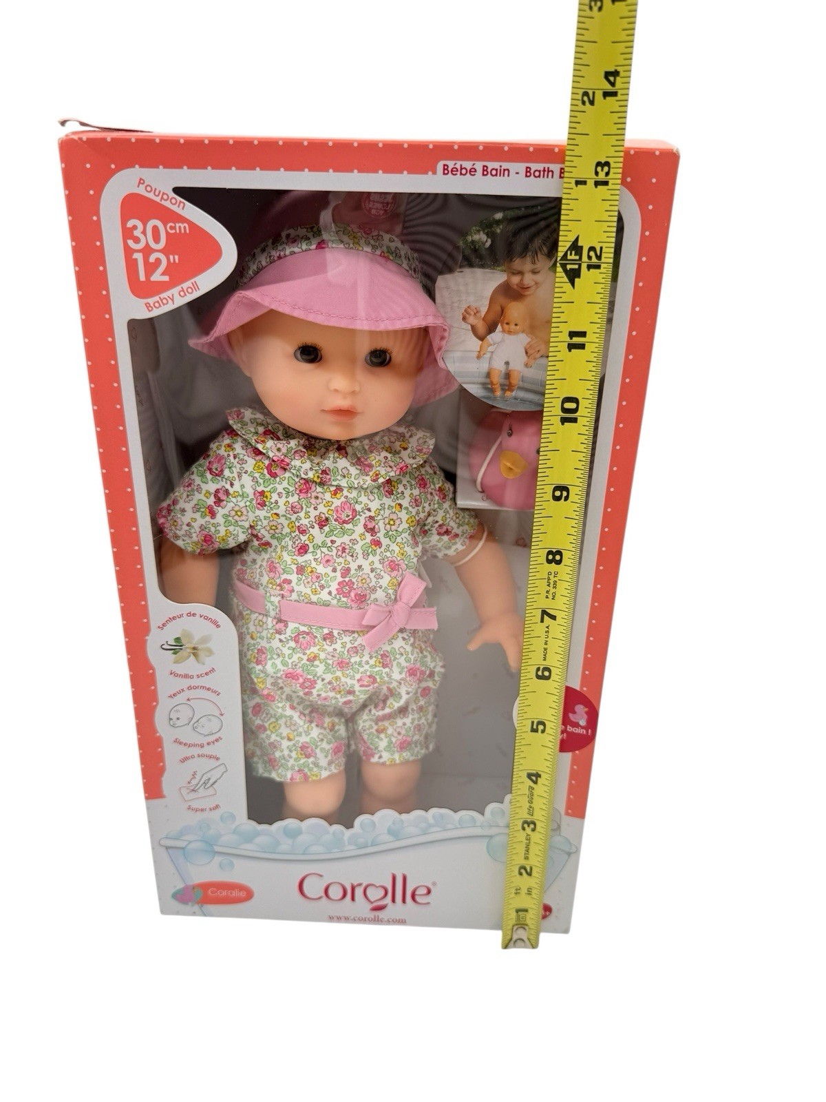 Corolle Coralie 12&rdquo; Bebe Bain Bath Baby Doll Vanilla Scent NIB