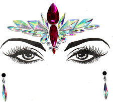 Face Gems Glitter, 15 Piece Gemstone Face Sticker Set, Crystal Rhinestone Eyes B