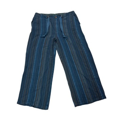Sundance Women s Small Hana Striped Cotton Pants Blue Hippie Gypsy Retro Y2K 