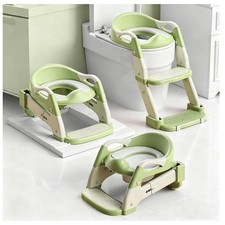 Toddler Potty Training Seat 3-in-1 Foldable Potty Training Toilet with Step S...