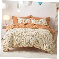 - Floral Bedding Set for Girls, Cute Colorful Botanical Twin Orange Cream