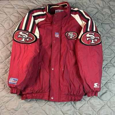 VINTAGE Starter San Francisco 49ers Jacket Mens Medium Red Puffer