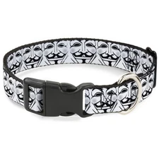 Plastic Clip Collar Anonymous Face CLOSE-UP Repeat White/Black/Gray NARROW-Large