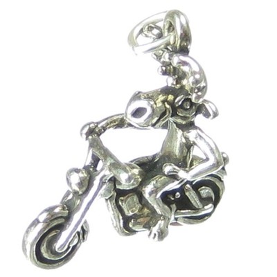 Elch auf Motorrad Sterling Silber Charm 0,925 x 1 Motorrad Charms