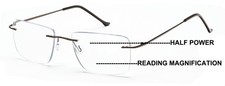 Men Progressive No Line Multifocus Rimless Metal Reading Glasses Tri-Focal Reade