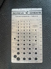 Vintage Screw Chek’r Screw Thread Size Gauge No. 1 to 5/16 Metal Heavy Duty Pics