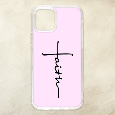 Handyhülle Cross Faith rosa Text Kursiv Vers iPhone Samsung Motorola