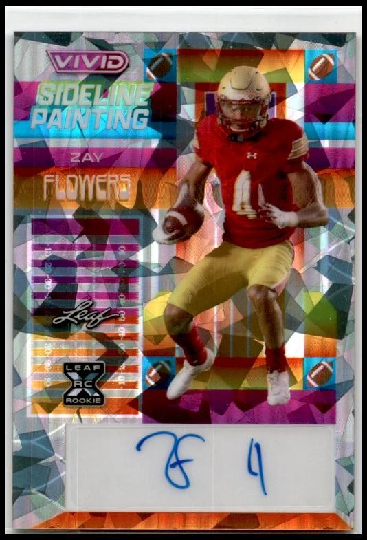 Zay Flowers Leaf Vivid Sideline Painting Autographs #SPZF1 Gray Mojo