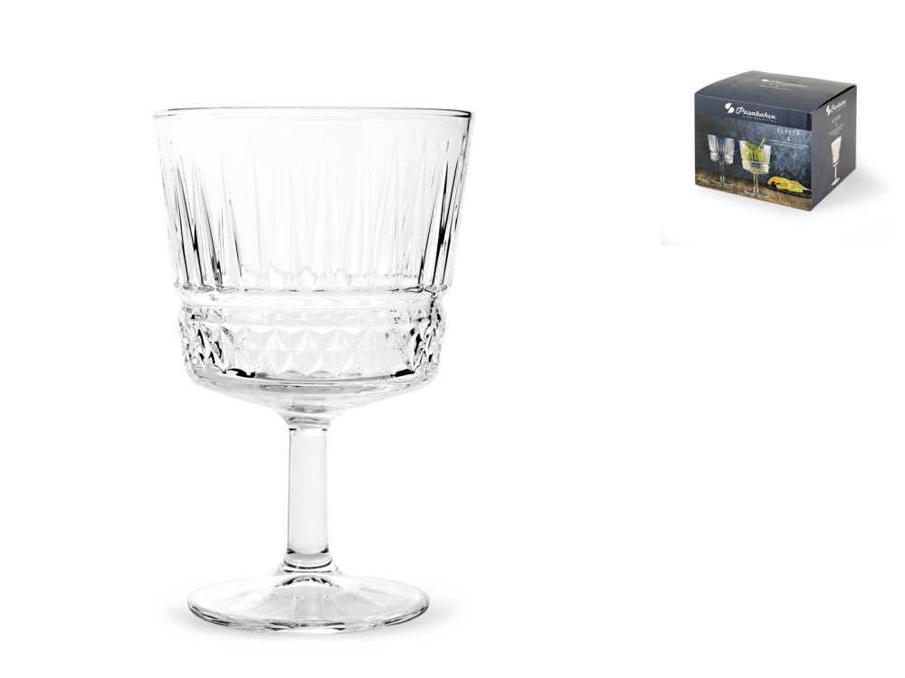 Pasabahce 4 Elisya Glass Goblets 26 Cl.
