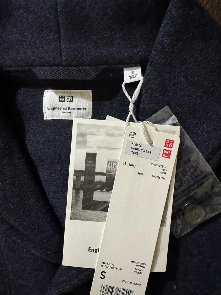 Engineered одежды x Uniqlo флис шаль воротник на заказ куртка темно-синий размер S - Изображение 2 из 4