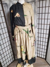 Michaele Vollbrach vtg 80s Designer Runway Silk 2 Piece Dress Skirt Tulips M