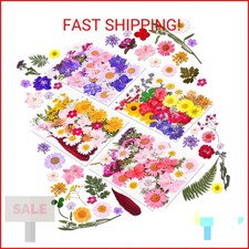 140 Pcs Dried Pressed Flowers for Resin, Real Pressed Flowers Dry Leaves Bulk Na