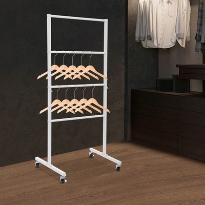 4 Tiers White Clothes Hanger Organizer Hanger Stacker Holder Steel Display Rack