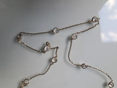 Silberkette ,sehr schöne , alte , lange Kette , 925 Silber geschliffenen Steinen - Bild 1 von 4