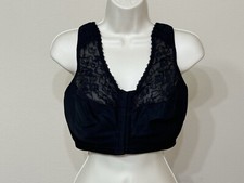 Delimira Women's Black Full Coverage Wirefree Front Closure Racerback Bra 36E