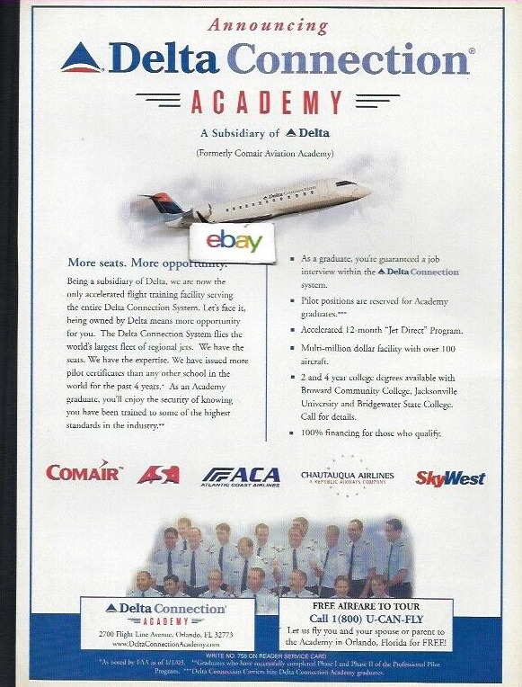 COMAIR AVIATION ACADEMY ORLANDO DELTA CONNECTION CRJ JET PILOT TRAINING  HIRED AD