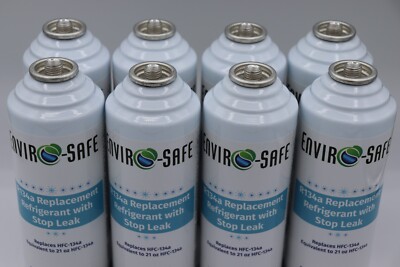 Enviro-Safe Auto R134a Replacement Refrigerant with Stop Leak, 8 cans