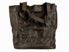Lightweight Folding Shopping Tote, Black Bag w/Black Bottom, 16"x16"x4", PLT 24