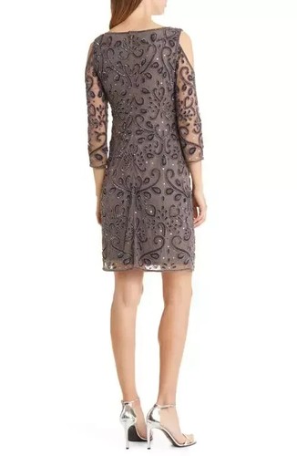 NWT PISARRO NIGHTS Long Sleeve Beaded Cocktail Mini Dress size 8 in ASH D2605 - Picture 6 of 15