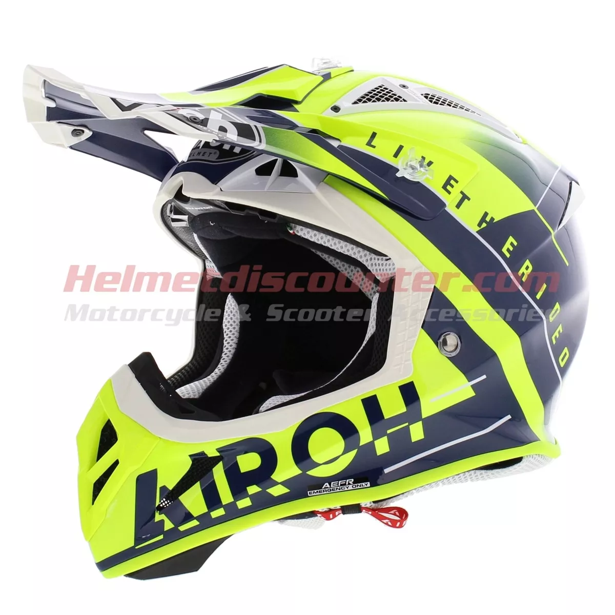 Airoh Aviator ACE Amaze Gloss Blue Yellow White Offroad MX Helmet Free Ship