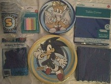 SONIC THE HEDGEHOG Birthday Party Supply Kit for 8 w/Balloons, Candles Cutlery