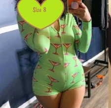 Novelty Pajama - Shorty Jumpsuit- Clubwear - Long Sleeve - Martini