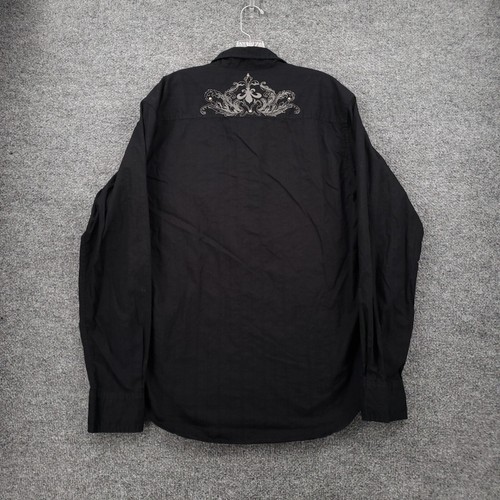 Guess Button Up Shirt L Large Black Long Sleeve Grunge 2000s Y2K - Picture 11 of 13