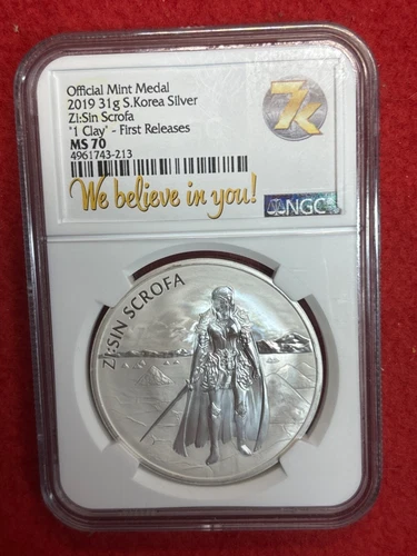 2019 SOUTH KOREA SILVER ZI:SIN SCROFA NGC MS70 FIRST RELEASES 7K METALS LABEL
