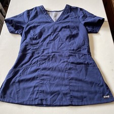 Women's Navy Blue Greys Anatomy Scrub Top Good Condition Size Small
