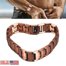 2pcs Retro Copper Magnetic Link Therapy Bracelet Arthritis Pain Relieve Bracelet