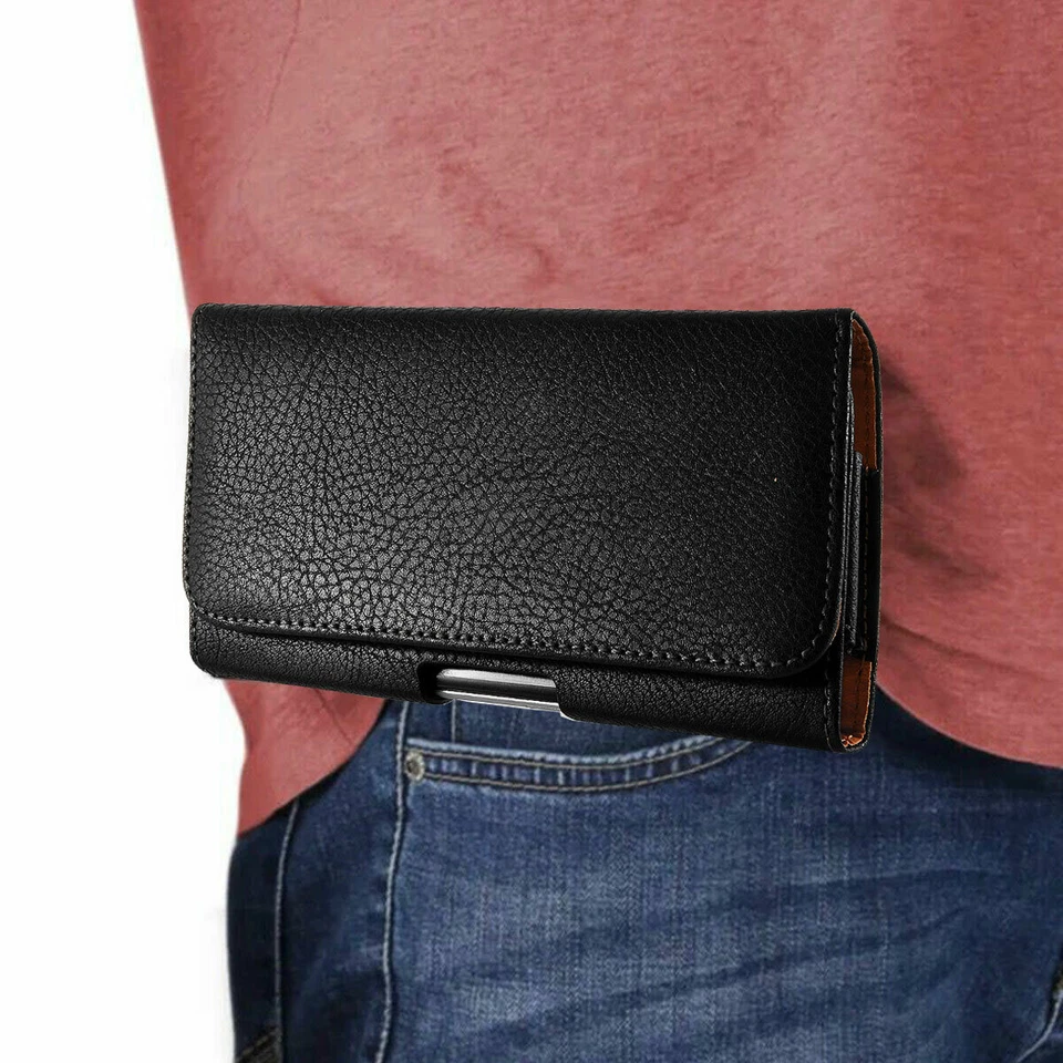 For LG V20/V30/V30S/V35/V40 ThinQ Horizontal Carrying Leather Pouch Holder Case - Image 4 of 4