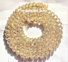 Mens Miami Cuban Link Chain or Bracelet ICED CZ Gold Plated Hip Hop CZ Jewelry