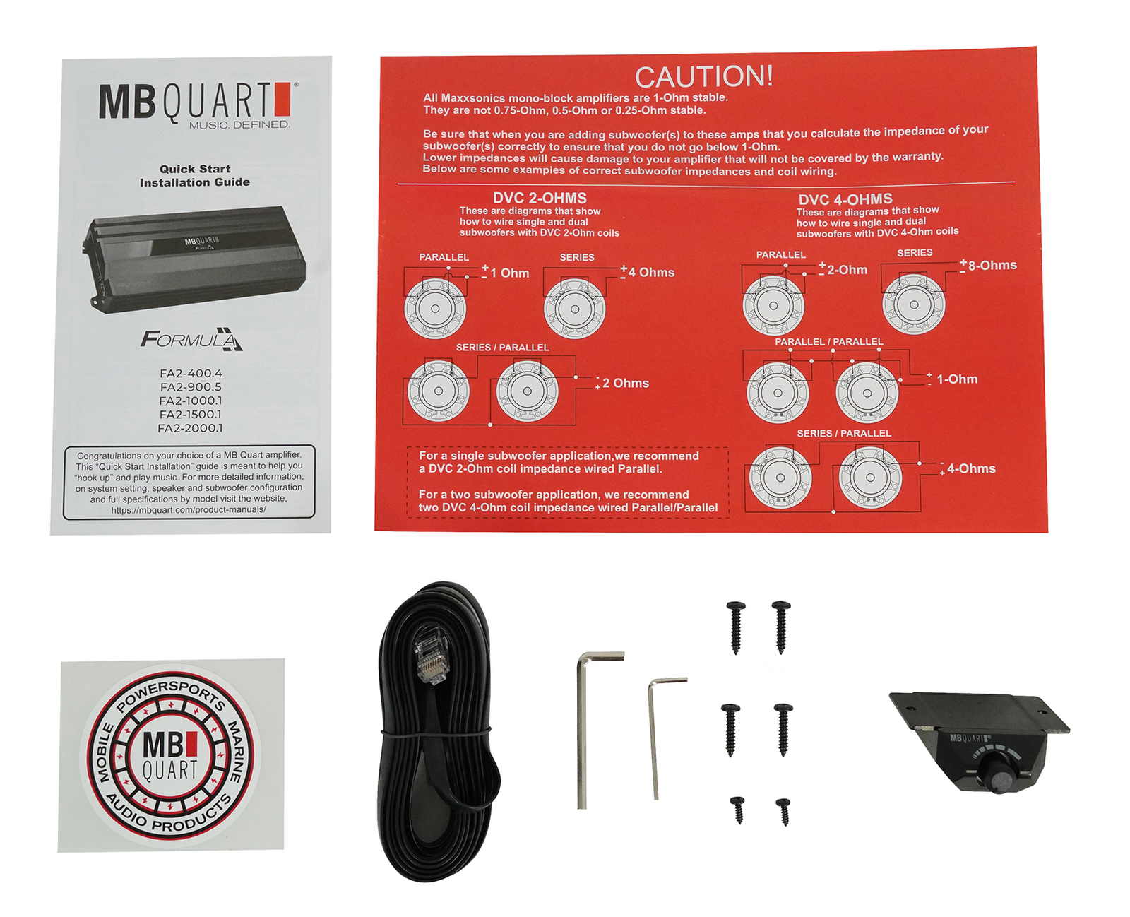 MB QUART FA2-10001 Моноусилитель мощностью 1000 Вт 1 Ом Автомобильный аудиоусилитель Пульт дистанционного управления басами