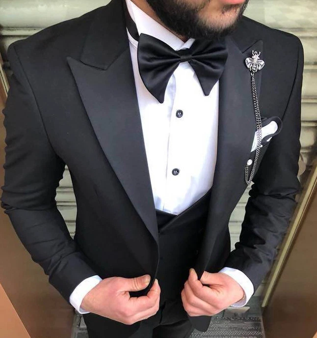 Pajarita ancha a juego fiesta boda traje gala pajarita esmoquin pajarita Foto 3 de 4