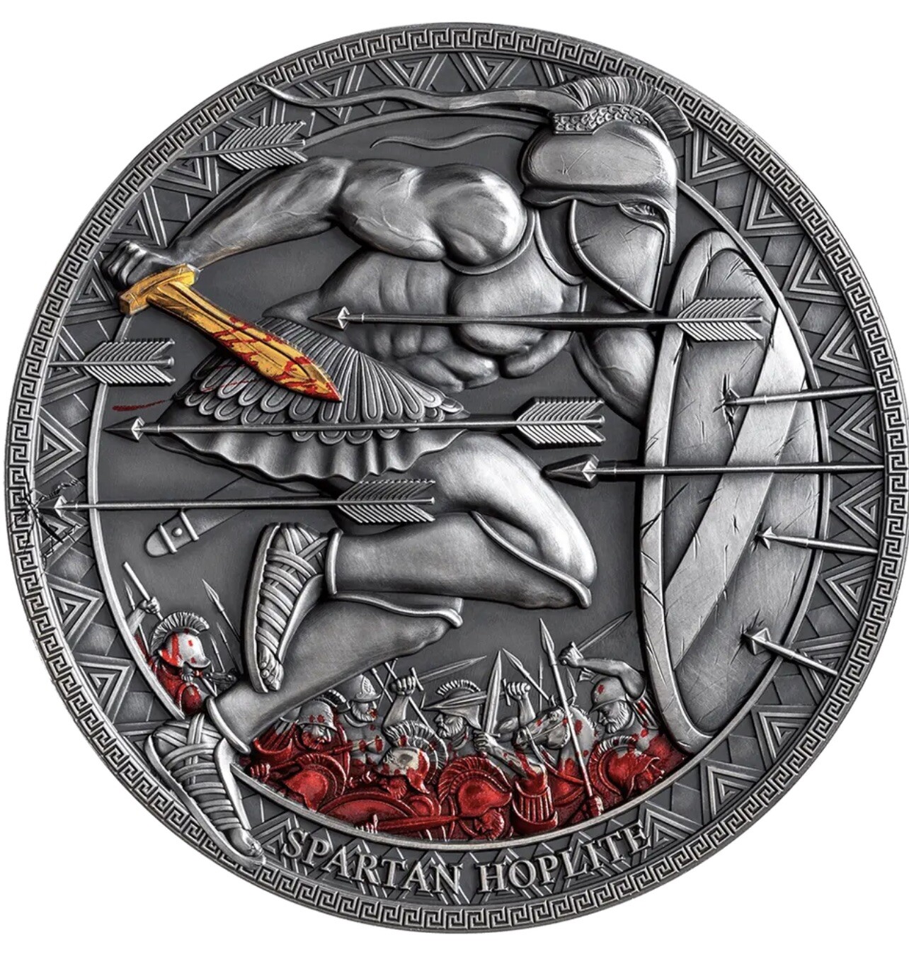 2021 Cameroon Spartan Hoplite 500 Francs CFA 1/2oz .999 Silver Limited 999 Mintage-image