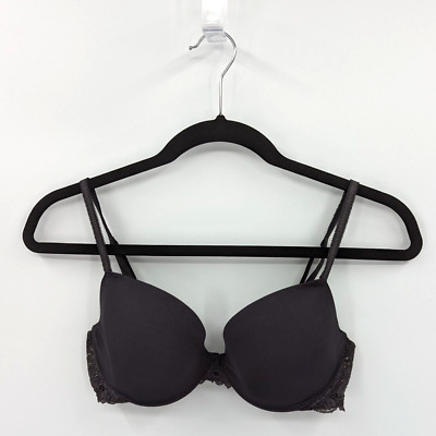 Victoria's Secret Bra Women's 34C Dark Gray Lace IPEX Demi Angels