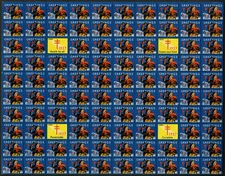 1937 WX88 Bell Ringer Sheet of 100 Printer "E" US Christmas Seals/Stamps MNH 