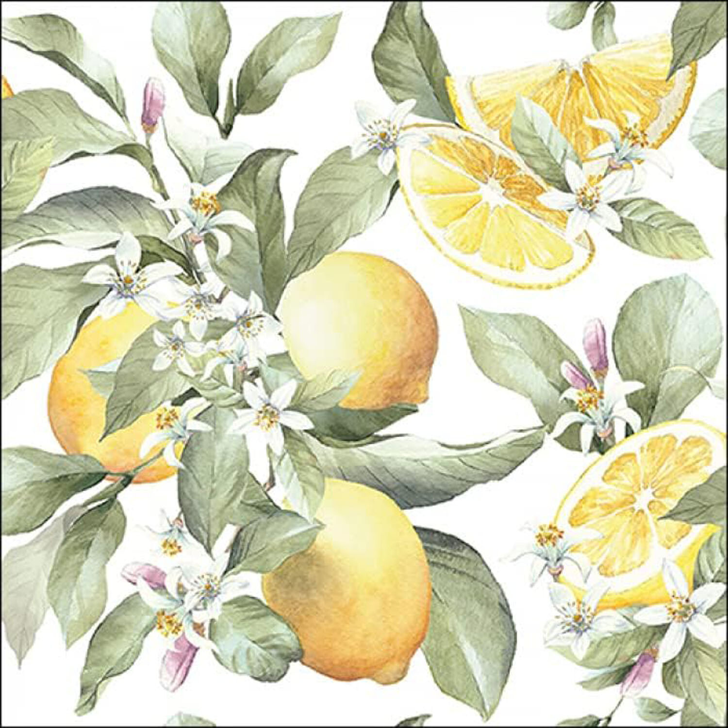 Lemon Blossom Napkins Citrus Fruit Floral Design Decoupage Serviettes 3 Ply x 20