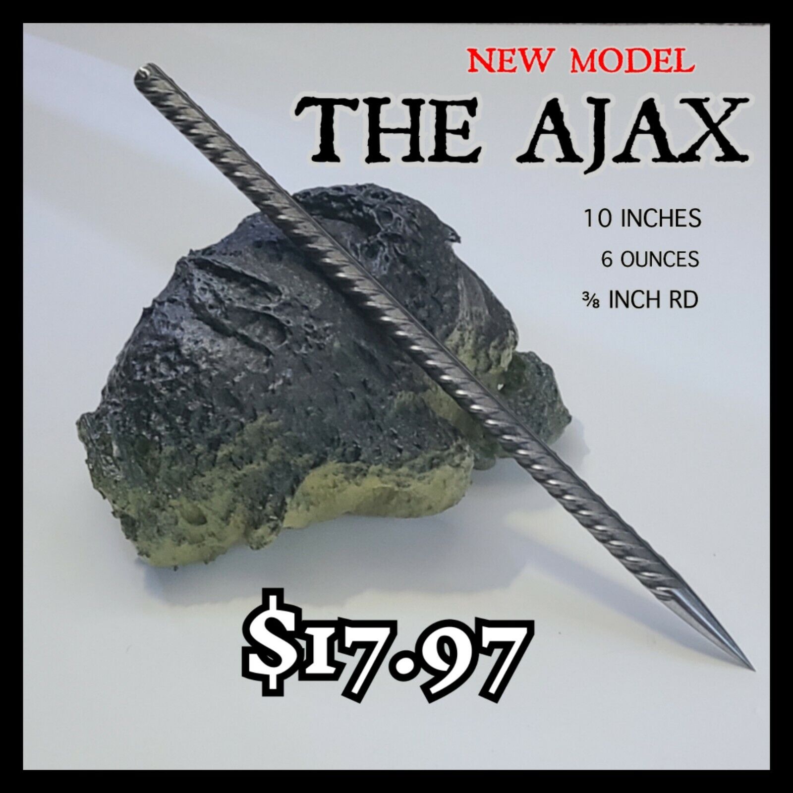 "THE AJAX" STEEL NINJA  SPEAR TIP THROWING TORPEDO SPIKE DEATH STICK 