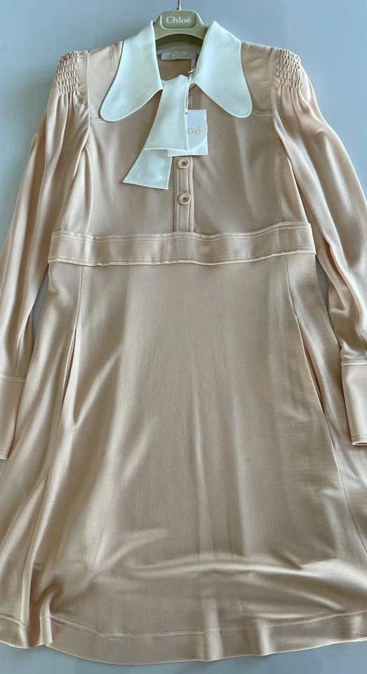 Chloé Paris Iconic Pussybow-ties Pussy-Bow Dress Midi Schleifenkragen Kleid 38