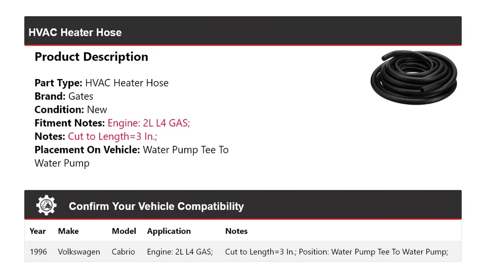 Для 1996 Volkswagen Cabrio ОВК нагреватель шланг водяной насос тройник на ворота водяного насоса - Изображение 2 из 4