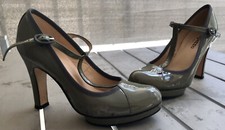 REPETTO escarpins Salomé Baya Taille 37 Talon 9,5 cm cuir vernis Gris NEUF