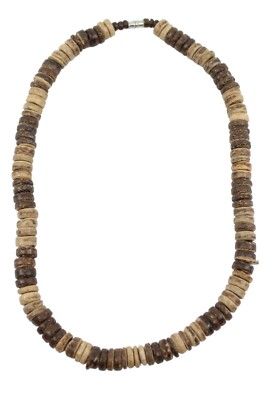 Coconut Shell Choker Necklace (Extra Thick) - 18'', Light & Dark Brown, Hawaiian