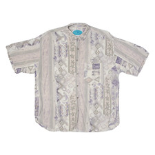 SPORTIV ISLAND Mens Shirt Beige Viscose Crazy Pattern XL